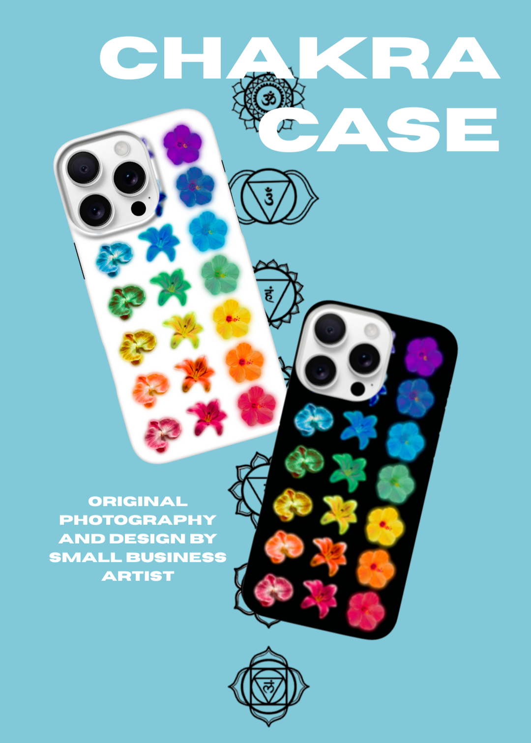 White Chakra Flowers iPhone Case