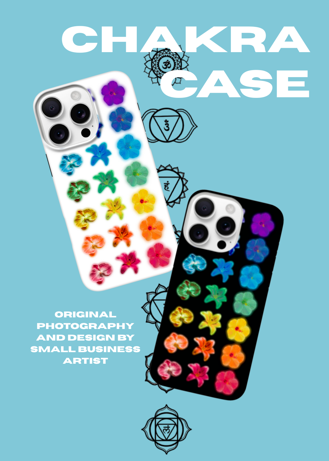 Black Chakra Flowers iPhone Case